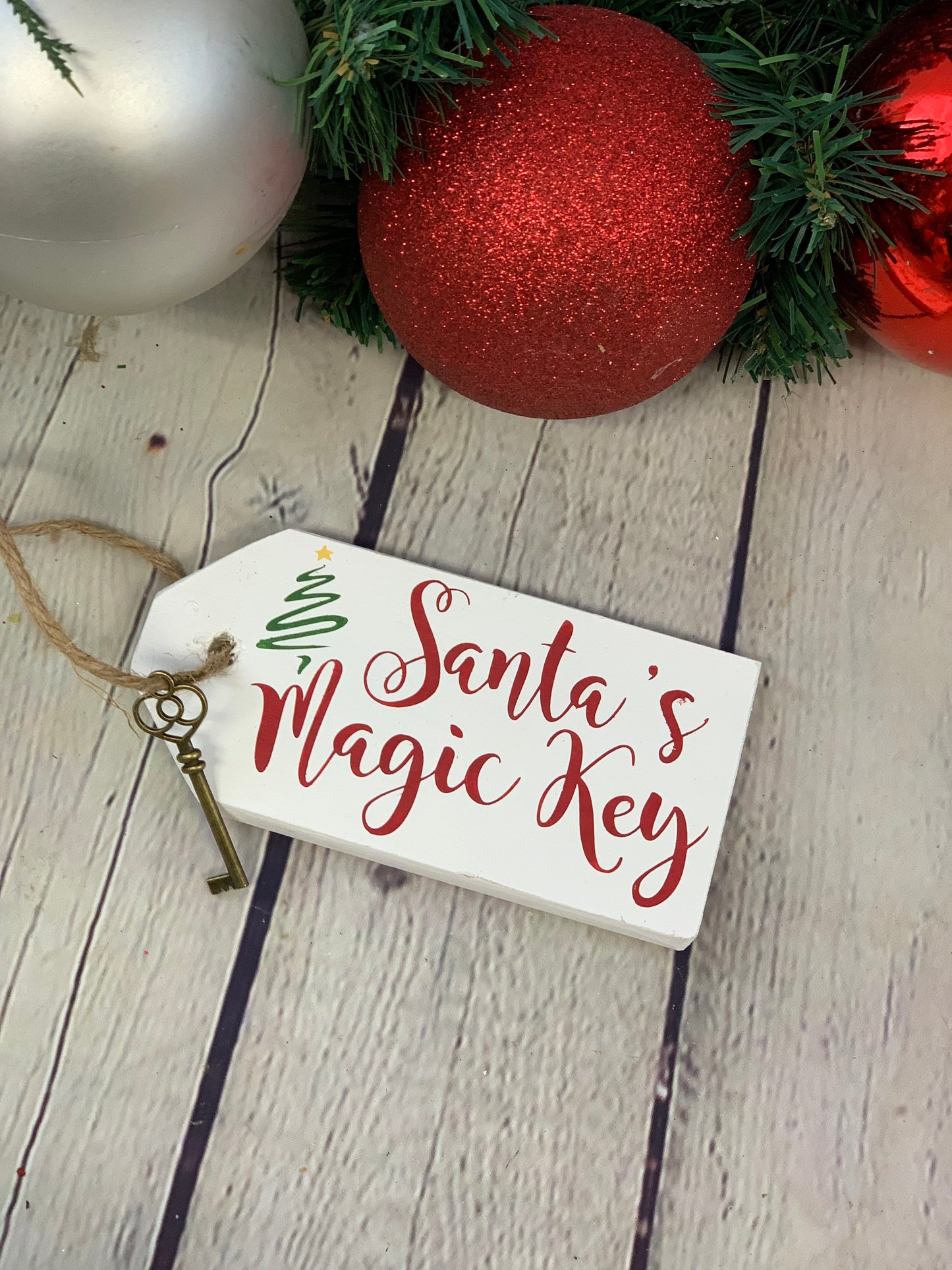 Santa's Magic Key | No Chimney House | Wooden Santa Magic Key Tag | Rustic Santa Decor