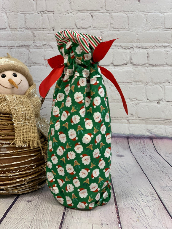 Wine Bottle Reusable Christmas Gift Bag | Small Reusable Gift Bag | Reusable wrapping | Fabric Gift Bag