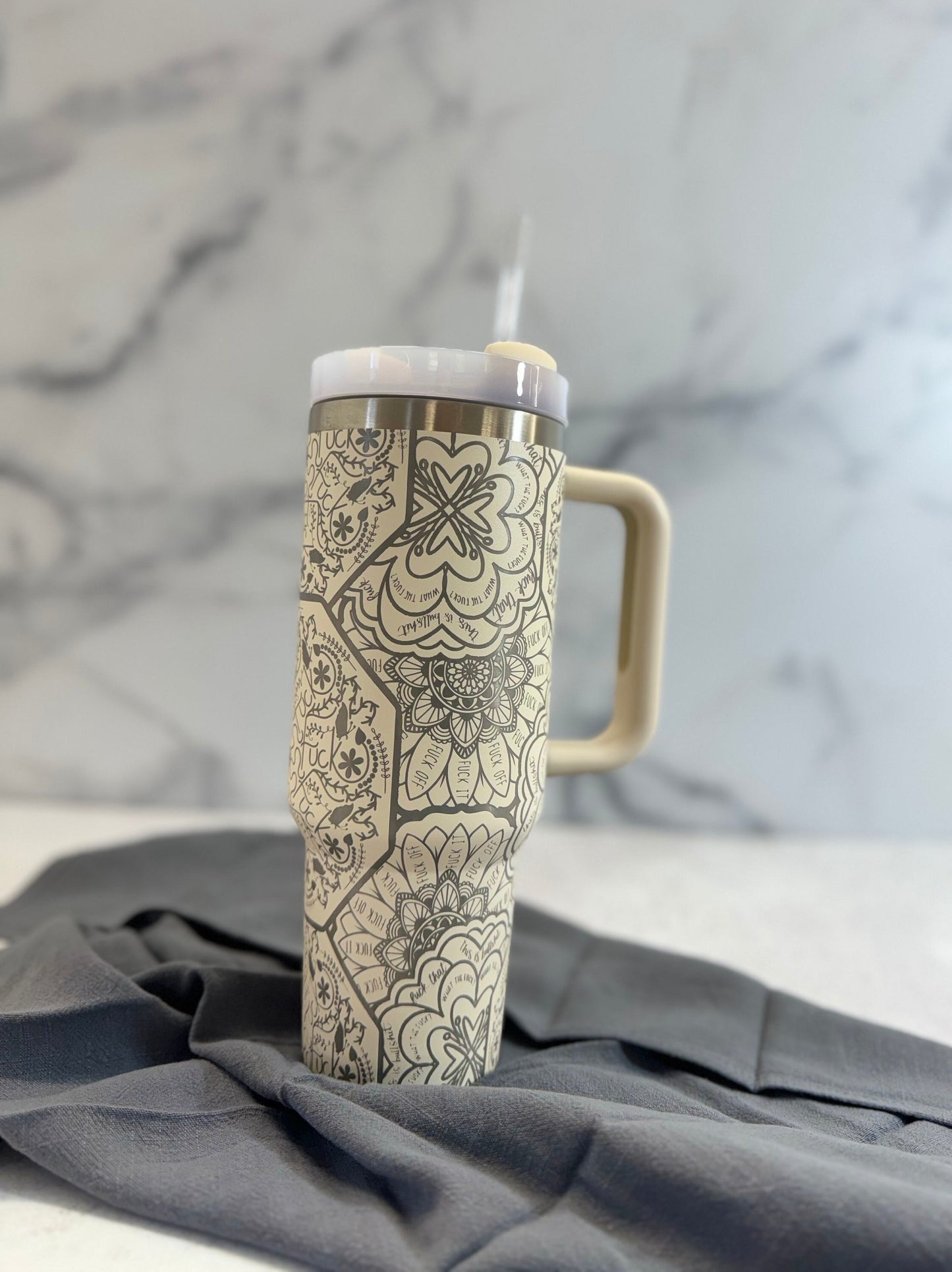 Cuss Word Mandala Engraved Tumbler | Funny Saying Tumbler | Cuss Word Water Bottle | Teen Gift | Mama Gift | Inappropriate Humor Gift