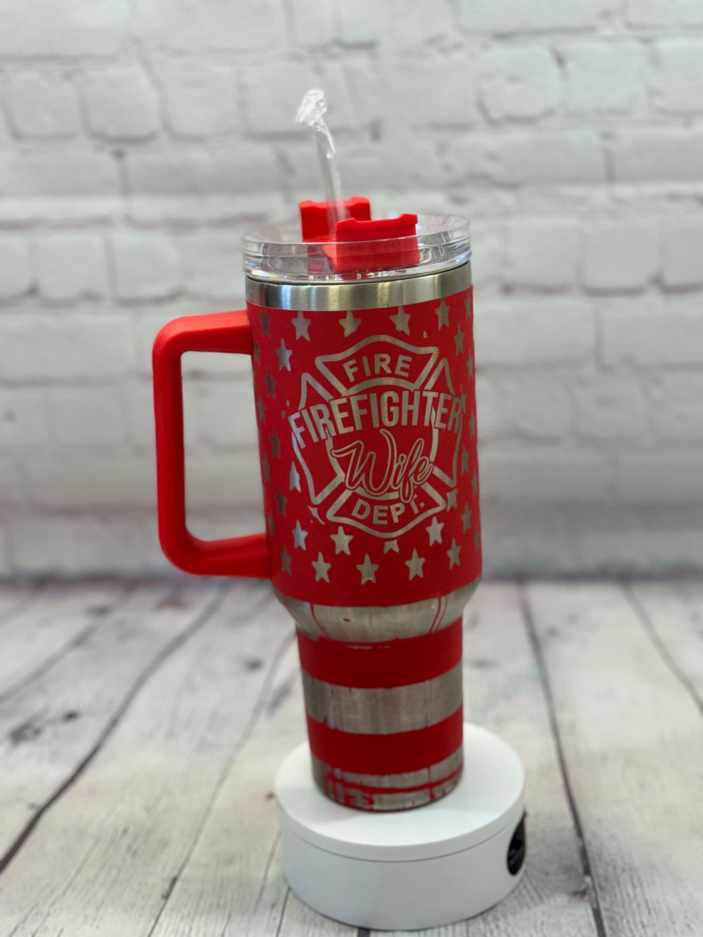 Firefighter Wife Engraved Tumbler | 40 Ounce Tumbler | Fire Wife Water Bottle | Fire Wife Gift | Fireman Gift | Thin Red Line Gift