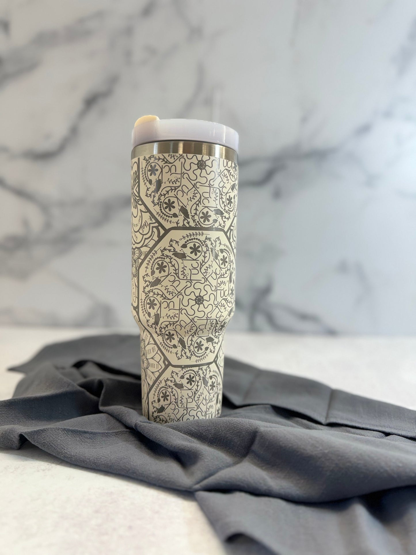 Cuss Word Mandala Engraved Tumbler | Funny Saying Tumbler | Cuss Word Water Bottle | Teen Gift | Mama Gift | Inappropriate Humor Gift