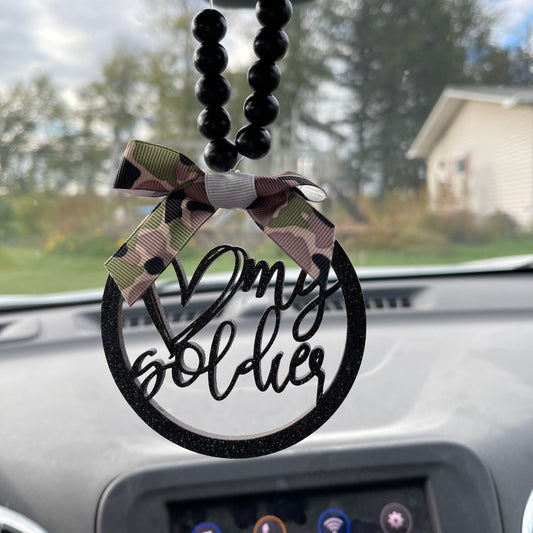 Love My Soldier Car Mirror Charm | Car Charm | Rear View Mirror Charm | Solider Wife Gift | Military Wife Gift | Soldier Girlfriend Gift