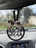 Love My Soldier Car Mirror Charm | Car Charm | Rear View Mirror Charm | Solider Wife Gift | Military Wife Gift | Soldier Girlfriend Gift