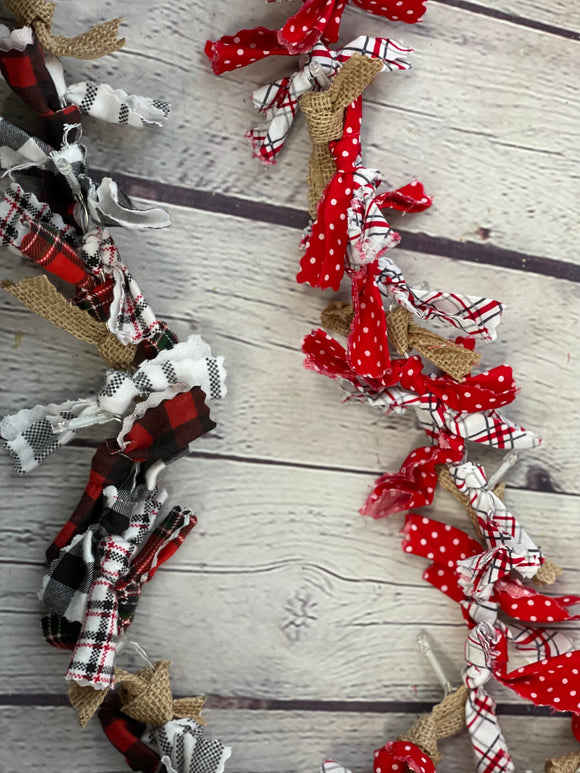 Extra Long Christmas Garland | Fabric Lighted Garland | Burlap Christmas Decor | Rustic Christmas Decor | Fabric Garland