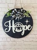 Peace Hope Front Door Sign | Religious Christmas Decor | Round Door Sign | Christmas Door Sign | Christmas Decor