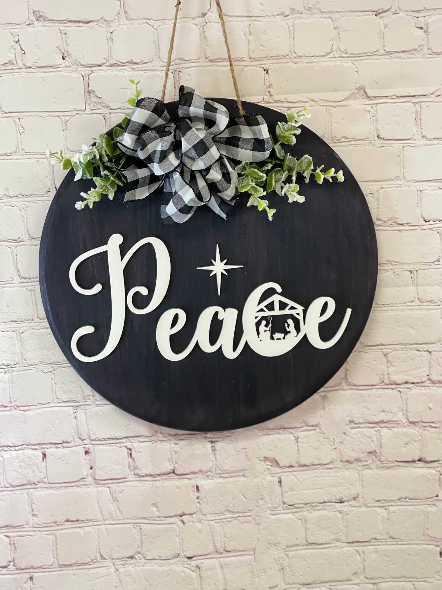 Peace Hope Front Door Sign | Religious Christmas Decor | Round Door Sign | Christmas Door Sign | Christmas Decor