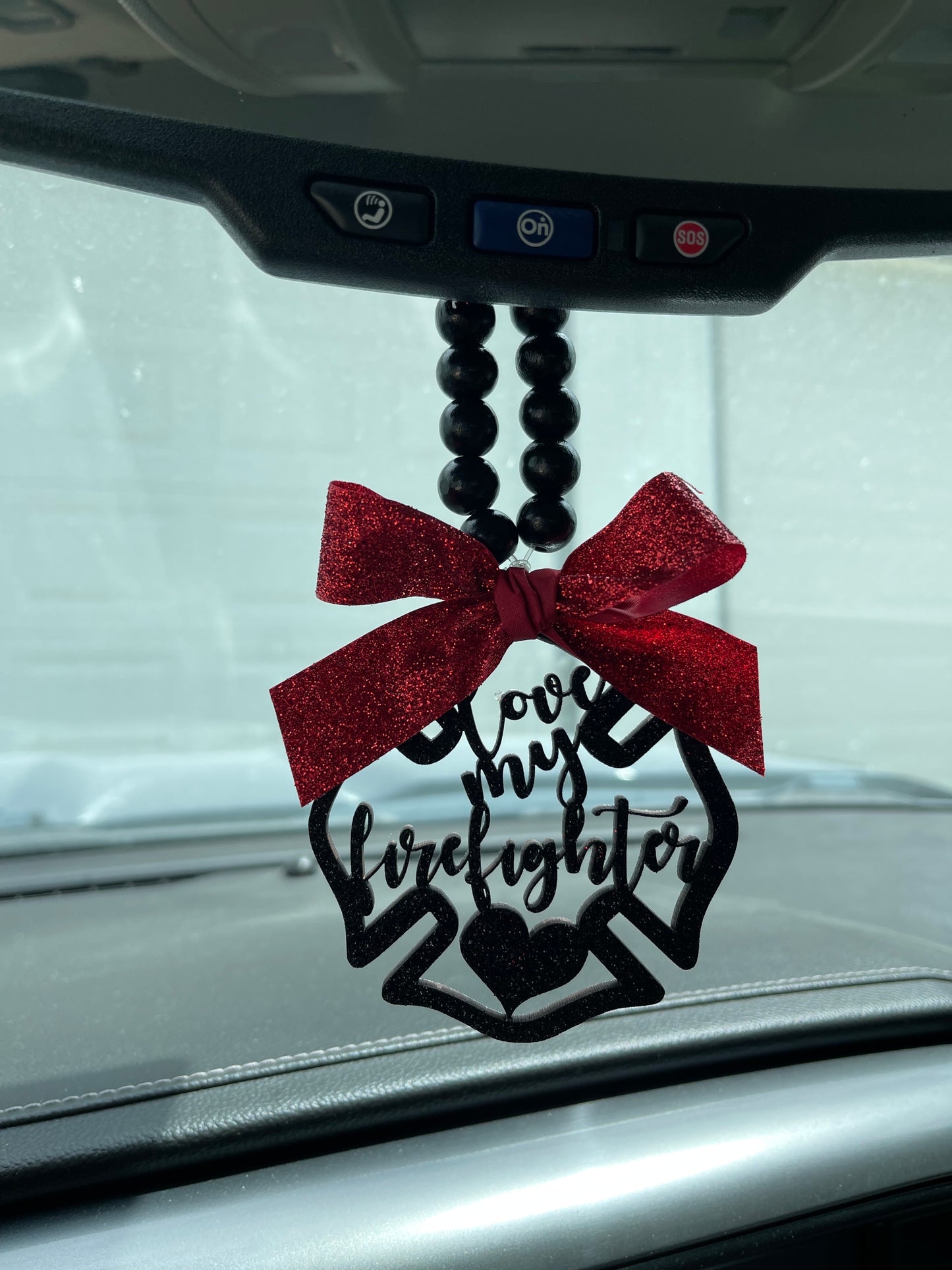 Love My Firefighter Car Mirror Charm | Car Charm | Rear View Mirror Charm | Fire Wife Gift | Fireman Gift | Thin Red Line Gift