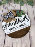 Grandkids Welcome Front Door Sign | Front Door Decor | Round Door Sign | Door Hanger | Grandparent Gift