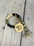 Personalized Love My Soldier Camo Beaded Wristlet Keychain | Military Mom | Solider Wife Gift | Military Wife Gift | Soldier Girlfriend Gift