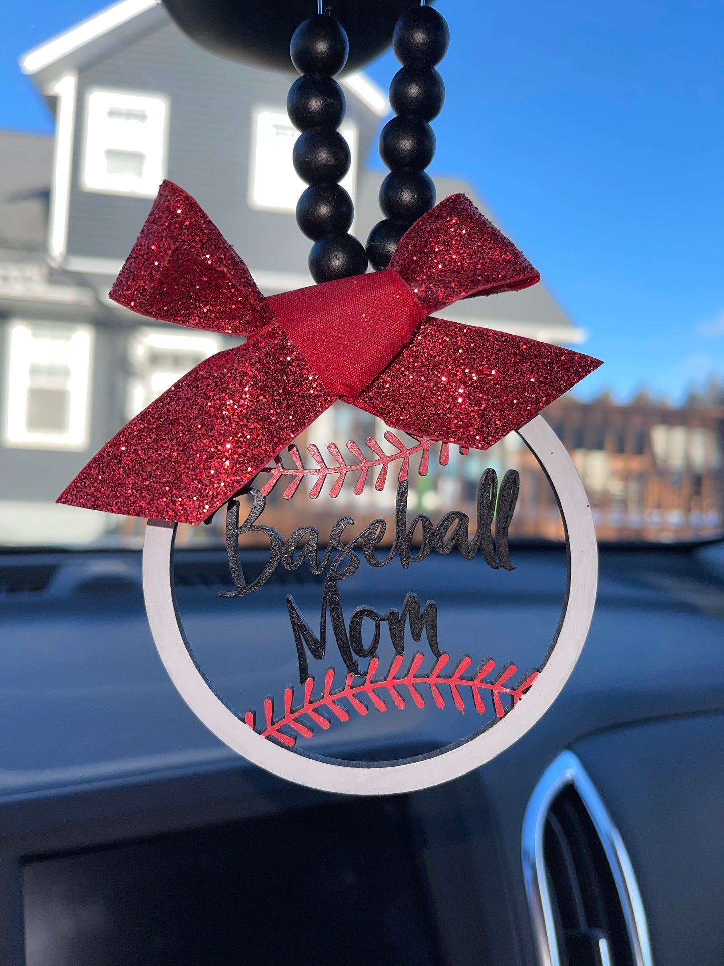Baseball Mom Mirror Charm | Car Charm | Rear View Mirror Charm | New Driver Gift | Mom Gift | Car Charm